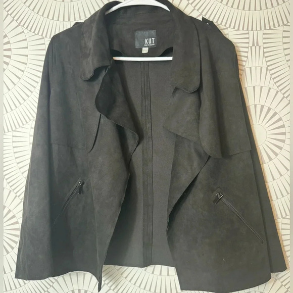 Kut from the Kloth Jackets & Blazers - Kut from the Kloth Women’s Black Faux Suede Open Waterfall Blazer Jacket Size XL